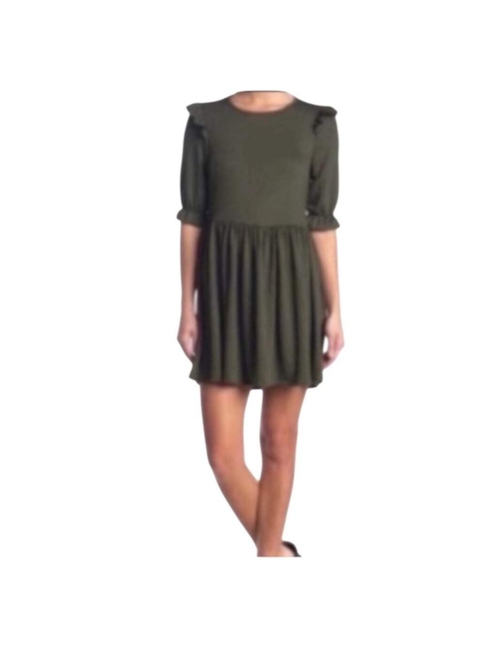 Velvet Torch Olive Green Ruffle Dress size M
